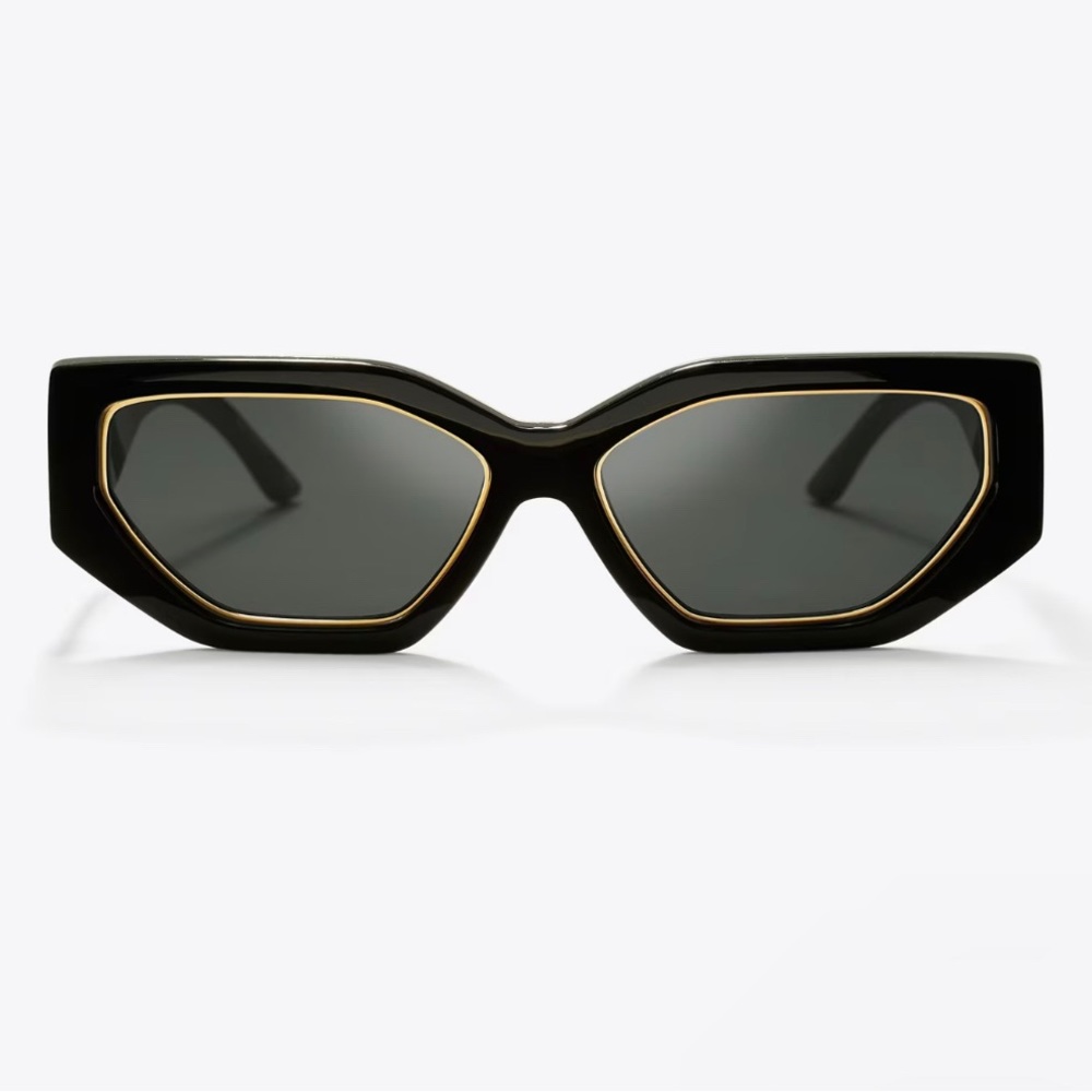 Gorgeous Tory Burch Kira Geometric Black Sunglasses New Without Tags